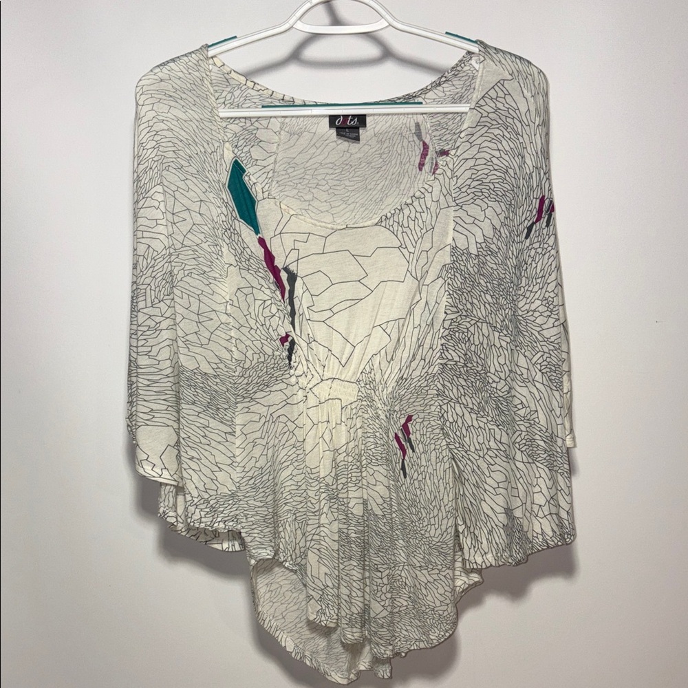 Dots White and Teal Blouse